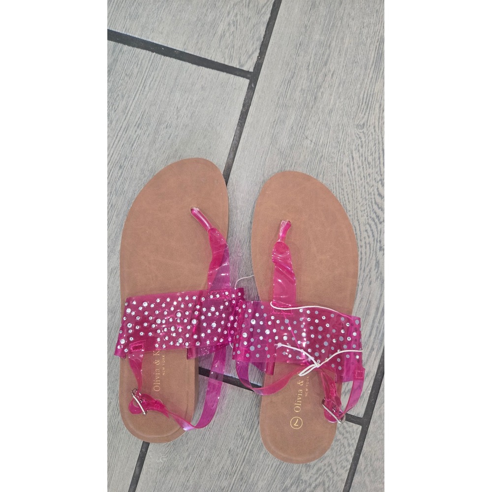 Olivia & Kate New York Pink Jelly Rhinestone Slingback Sandals Womens 7